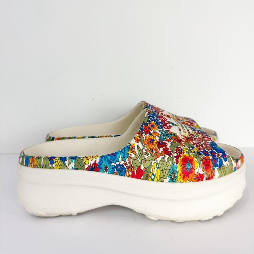 adidas Floral Multicolor Slide Sandals - White Soles - Picture 4 of 8